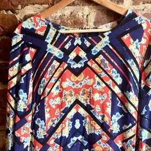 Wayf Geometric Pattern Dress Long Sleeve Dress